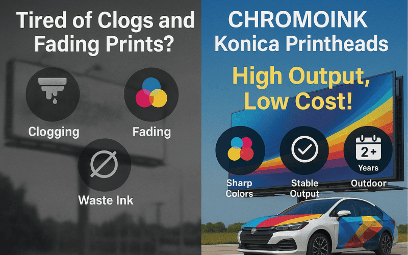 chromoink Konica Printheads, High output low cost