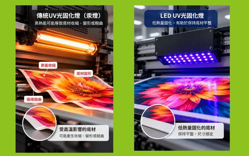 LED UV光固化與UV光固化對熱敏感底材影響比較